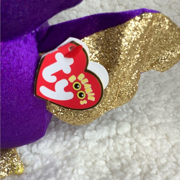 TY Beanie Boo Count Purple Bat with Gold ears, wings, eyes plush stuffed animal - Picture 2 of 4